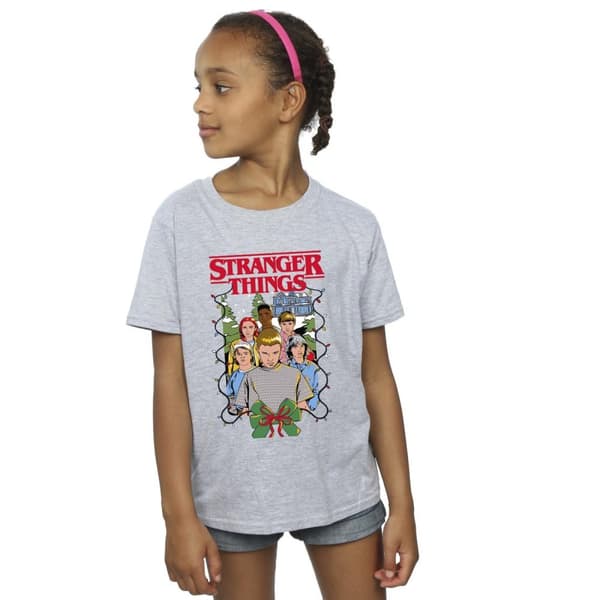 Netflix Girls Stranger Things Christmas Poster Cotton T-Shirt