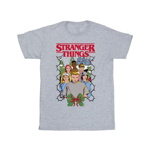 Netflix Girls Stranger Things Christmas Poster Cotton T-Shirt