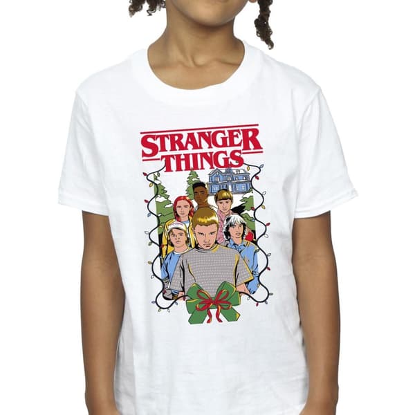 Netflix Girls Stranger Things Christmas Poster Cotton T-Shirt