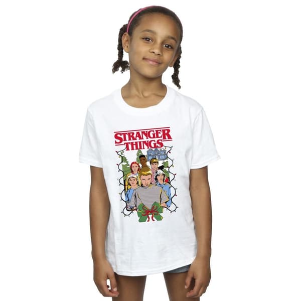Netflix Girls Stranger Things Christmas Poster Cotton T-Shirt