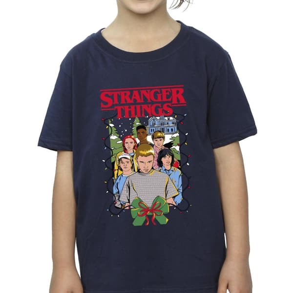 Netflix Girls Stranger Things Christmas Poster Cotton T-Shirt