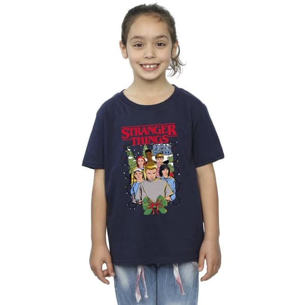Netflix Girls Stranger Things Christmas Poster Cotton T-Shirt