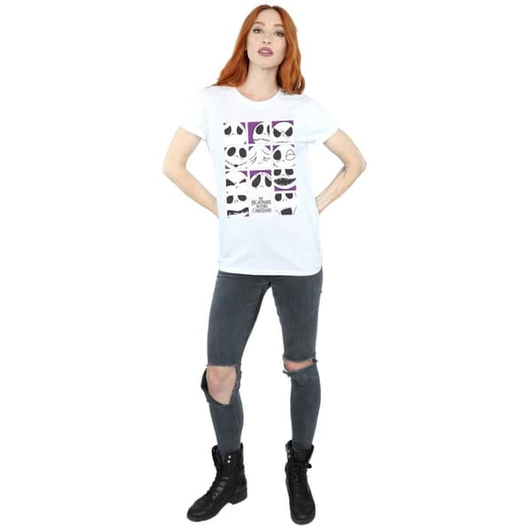 Disney Womens/Ladies Nightmare Before Christmas Many Faces Of Jack Squares Cotton Boyfriend T-Shirt