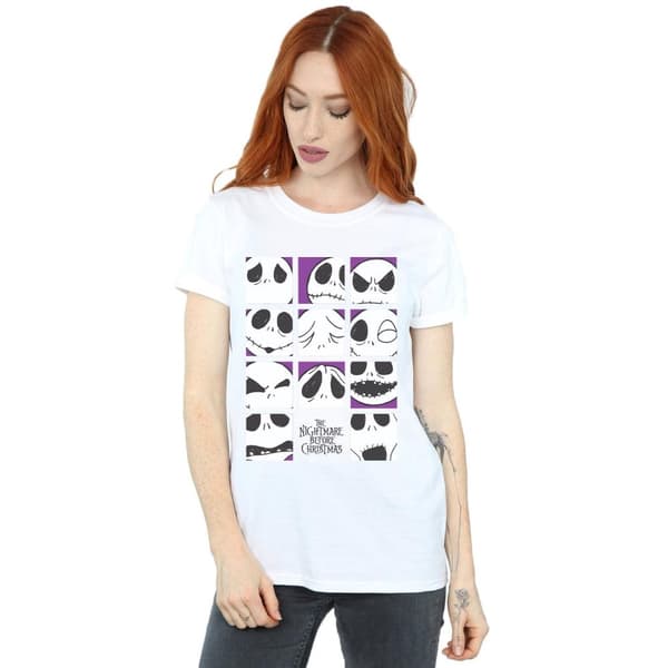 Disney Womens/Ladies Nightmare Before Christmas Many Faces Of Jack Squares Cotton Boyfriend T-Shirt