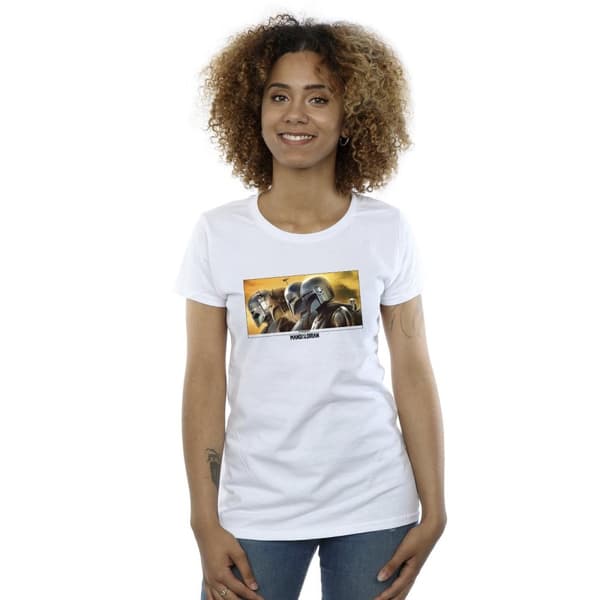 Star Wars Dam/Tjej - The Mandalorian - T-shirt i bomull med målad grupp