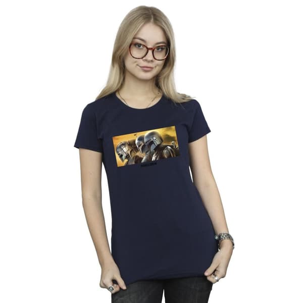 Star Wars Dam/Tjej - The Mandalorian - T-shirt i bomull med målad grupp