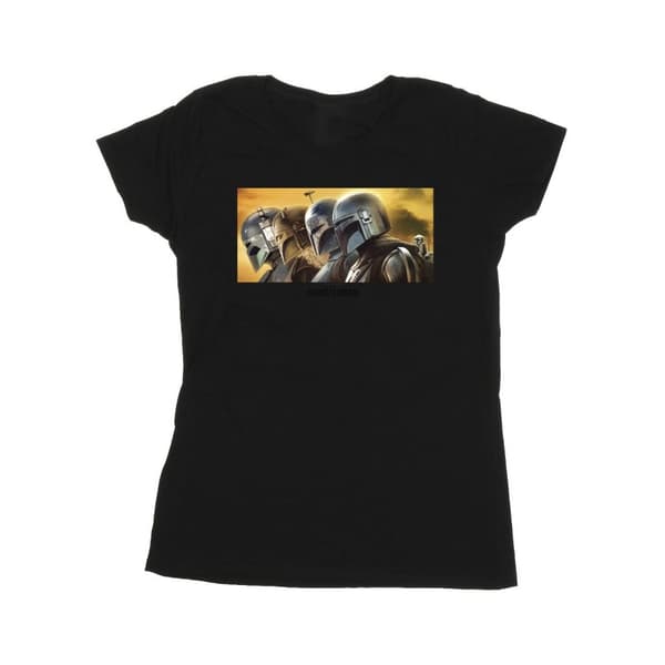 Star Wars Dam/Tjej - The Mandalorian - T-shirt i bomull med målad grupp