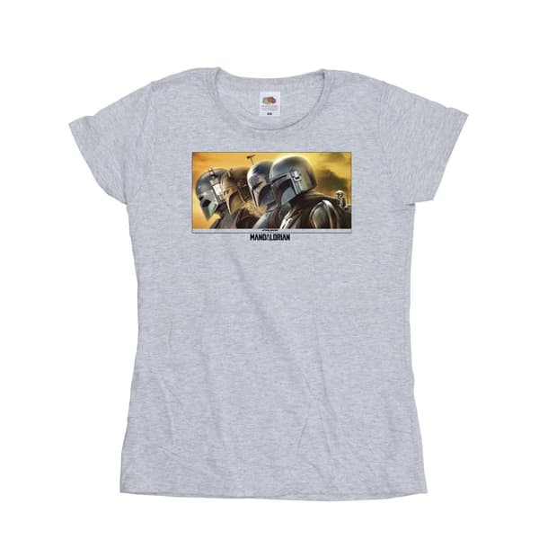 Star Wars Dam/Tjej - The Mandalorian - T-shirt i bomull med målad grupp