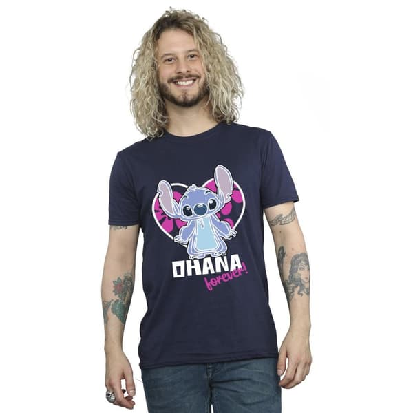 Disney Lilo And Stitch Ohana Forever Heart - T-shirt för herrar