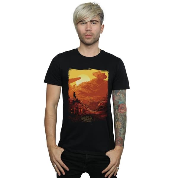 Star Wars: The Force Awakens Mens Rey Art Poster T-Shirt