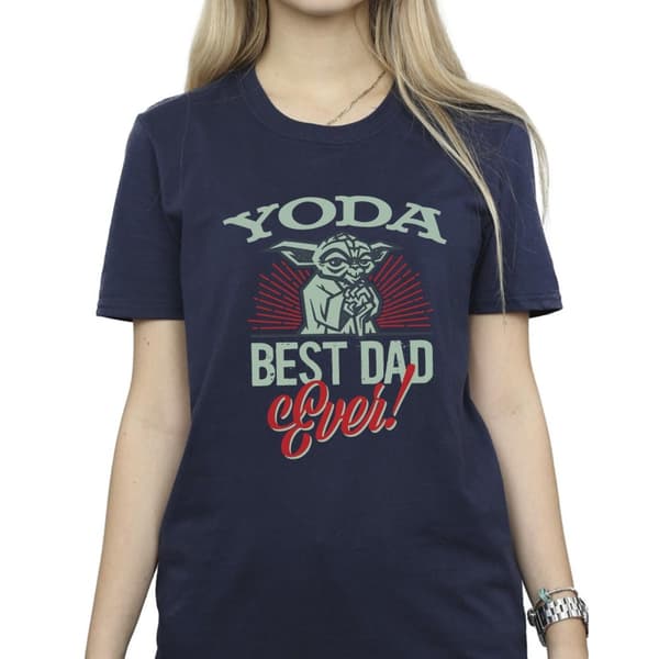 Star Wars Womens/Ladies Mandalorian Yoda Dad Cotton Boyfriend T-Shirt