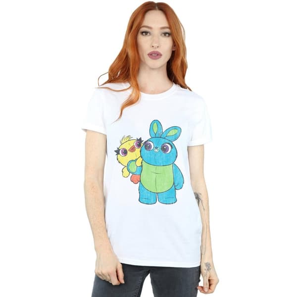 Disney Dam/Tjej Toy Story 4 Ducky And Bunny Distressed Pose Bomull Boyfriend T-shirt