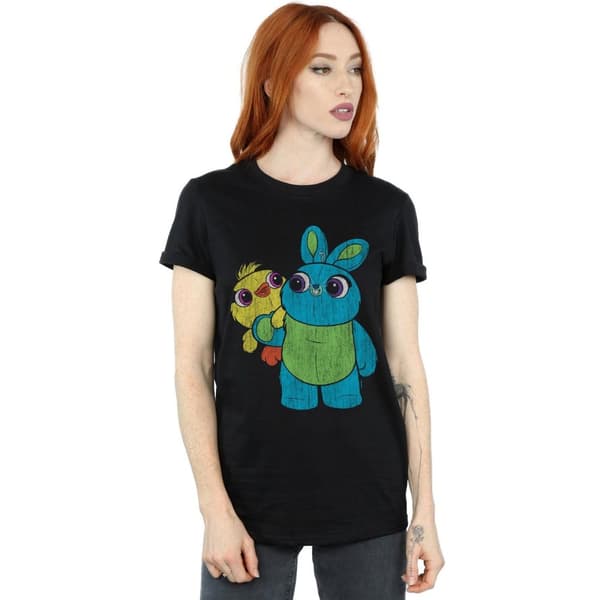 Disney Dam/Tjej Toy Story 4 Ducky And Bunny Distressed Pose Bomull Boyfriend T-shirt