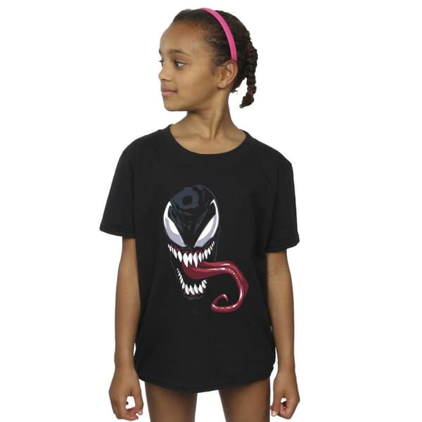 Marvel T-shirt i bomull med Venom-ansikte för flickor