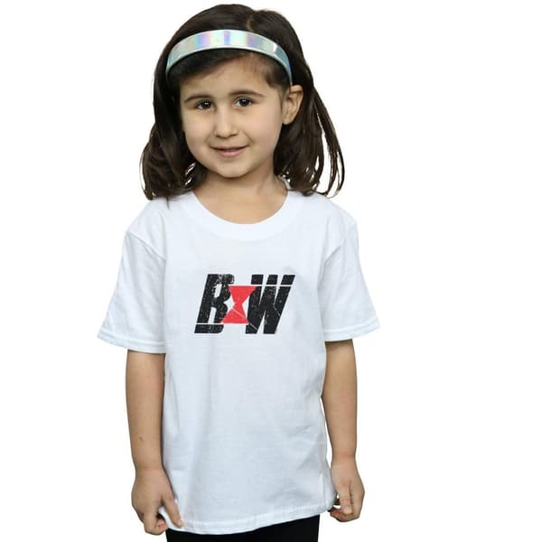 Marvel Girls Black Widow Movie Initial Logo Cotton T-Shirt