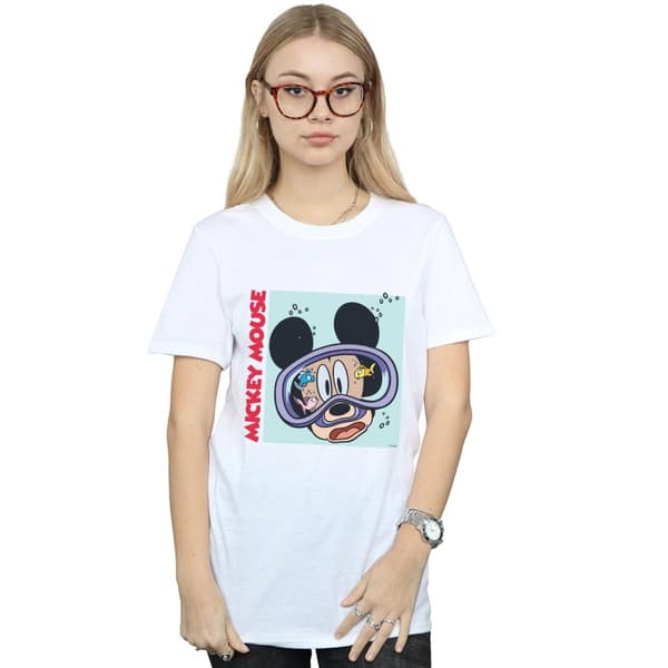 Disney Womens/Ladies Mickey Mouse Under Water Cotton Boyfriend T-Shirt