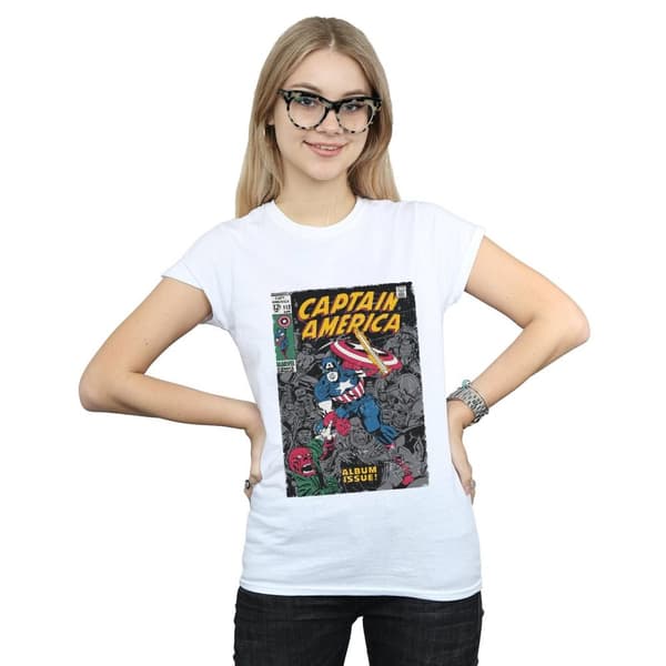 Marvel Womens/Ladies Captain America Album Issue Cover Cotton T-Shirt