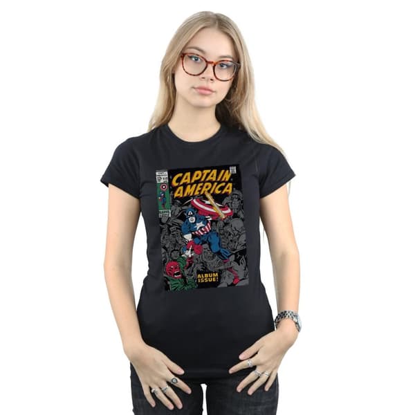 Marvel Womens/Ladies Captain America Album Issue Cover Cotton T-Shirt