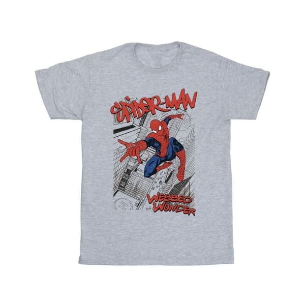 Marvel Mens Spider-Man Sketch City T-Shirt Sports Grey S