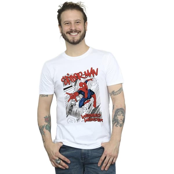 Marvel Mens Spider-Man Sketch City T-Shirt