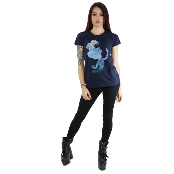 Disney Princess Womens/Ladies Ariel Filled Silhouette Cotton T-Shirt