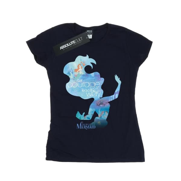 Disney Princess Womens/Ladies Ariel Filled Silhouette Cotton T-Shirt