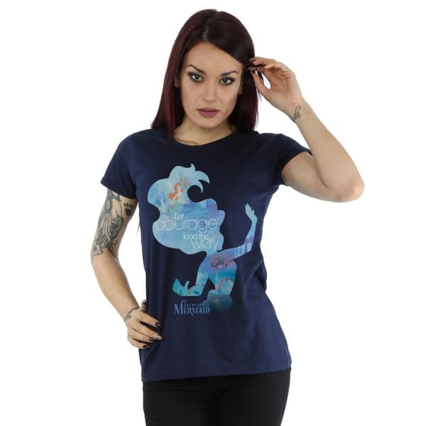 Disney Princess Womens/Ladies Ariel Filled Silhouette Cotton T-Shirt