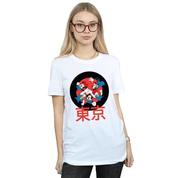 Disney Dam/Tjej Musse Pigg Team Huddle Bomull Boyfriend T-shirt