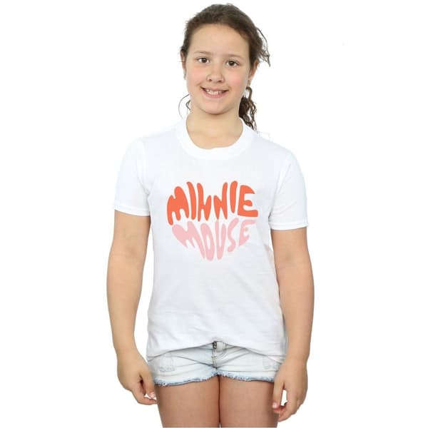 Disney Girls Minnie Mouse Heart Shaped Cotton T-Shirt