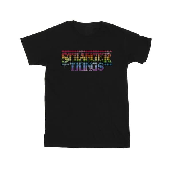 Netflix Stranger Things - T-shirt i bomull med regnbågsprickig logotyp för flickor