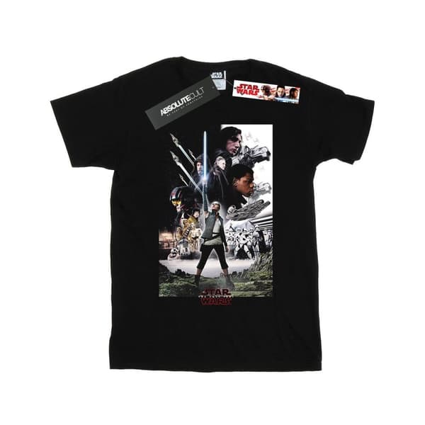 Star Wars Girls The Last Jedi Character Poster Cotton T-Shirt Black 7-8 Years