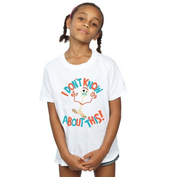 Disney T-shirt i bomull för flickor Toy Story 4 Forky I Dont Know About This