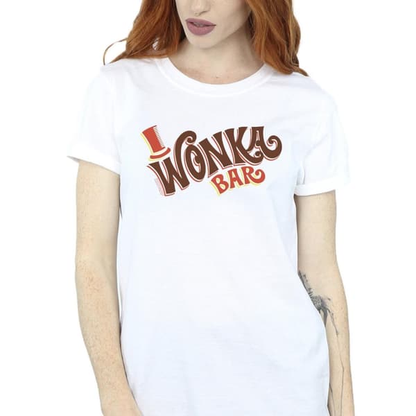 Willy Wonka Dam/dam Bar Logo Boyfriend T-shirt i bomull
