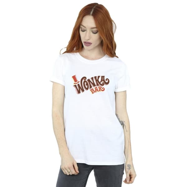 Willy Wonka Dam/dam Bar Logo Boyfriend T-shirt i bomull