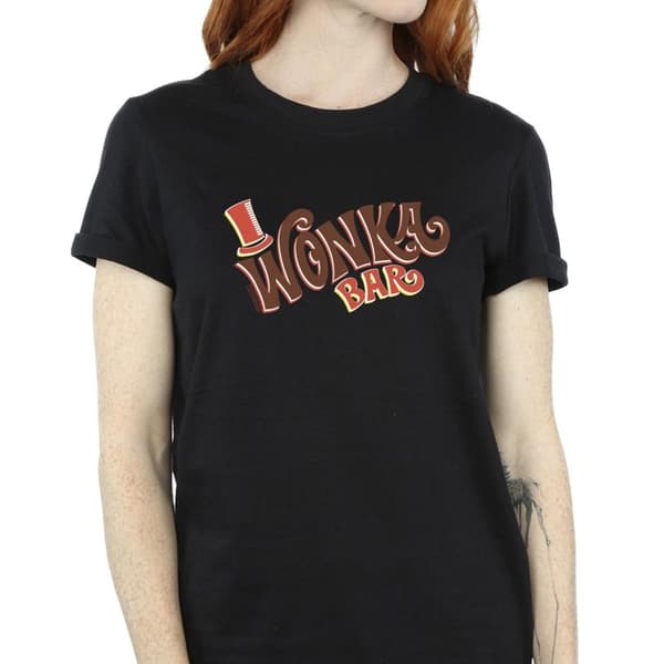 Willy Wonka Dam/dam Bar Logo Boyfriend T-shirt i bomull