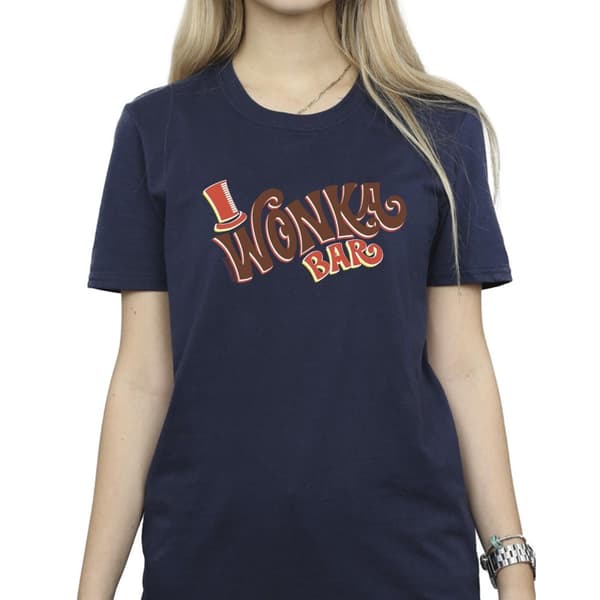 Willy Wonka Dam/dam Bar Logo Boyfriend T-shirt i bomull