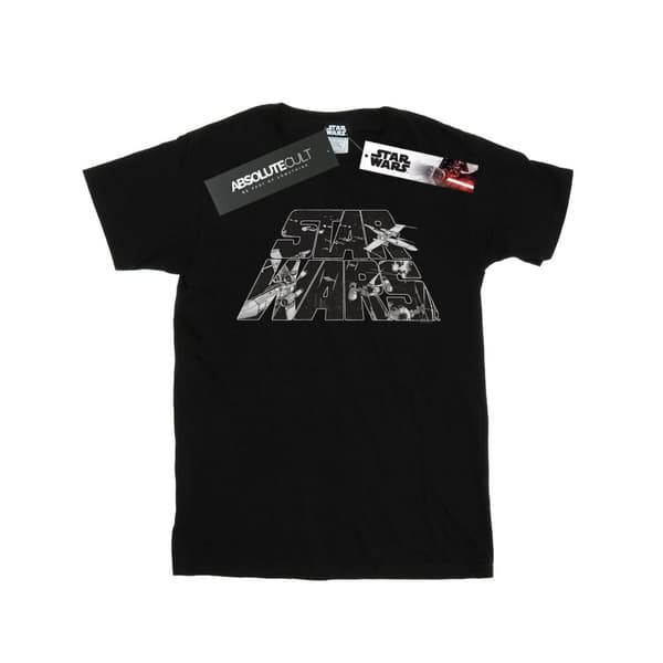 Star Wars Mens Logo Space Sketch T-Shirt