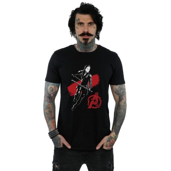 Marvel Mens Avengers Endgame Mono Black Widow T-shirt