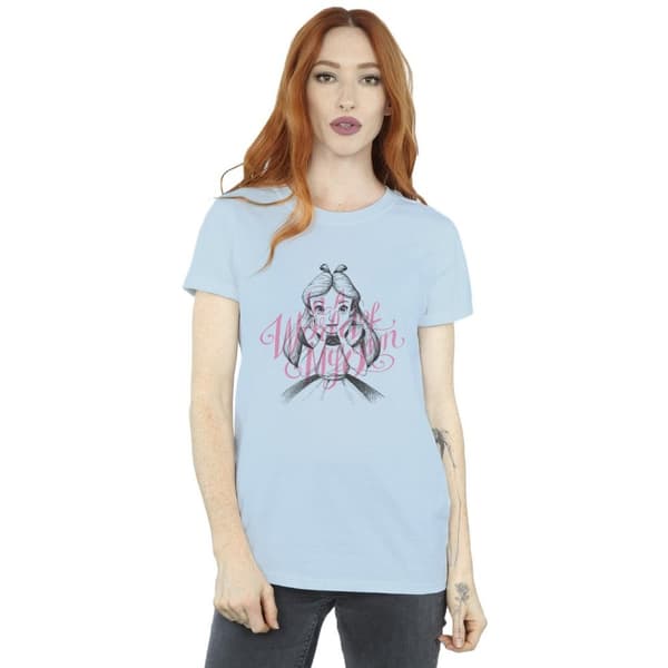 Disney Dam / Dam Alice i underlandet i en värld av min egen bomull pojkvän T-shirt