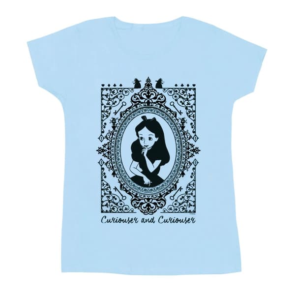 Disney Dam/Tjej - Alice i underlandet - T-shirt i bomull med ram