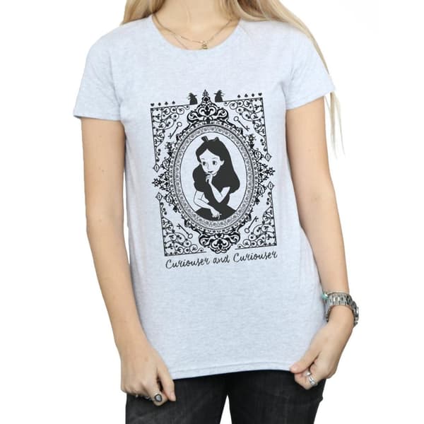 Disney Dam/Tjej - Alice i underlandet - T-shirt i bomull med ram