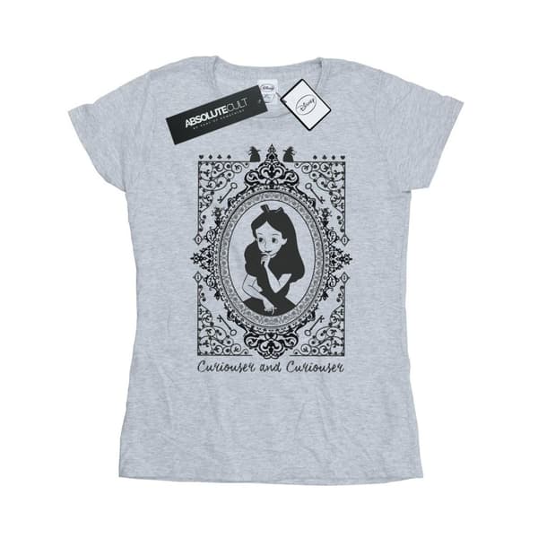 Disney Dam/Tjej - Alice i underlandet - T-shirt i bomull med ram Sports Grey XXL