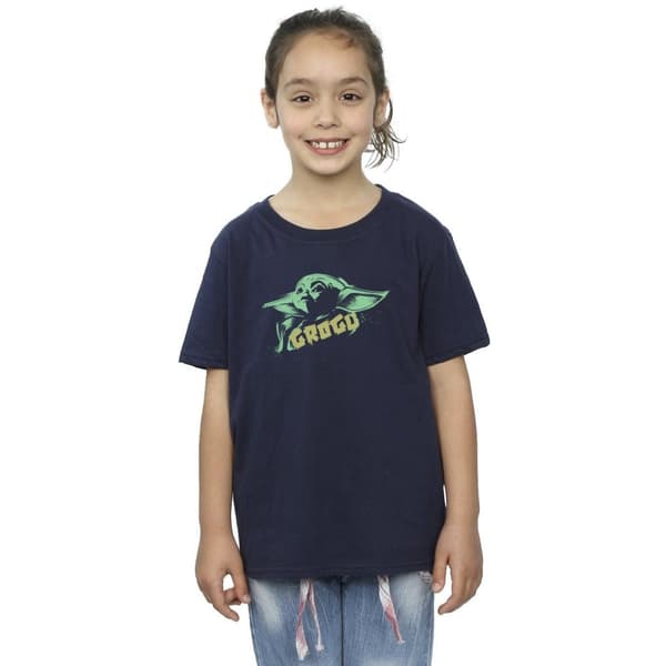 Star Wars Girls The Mandalorian Grogu The Child Splat Cotton T-Shirt