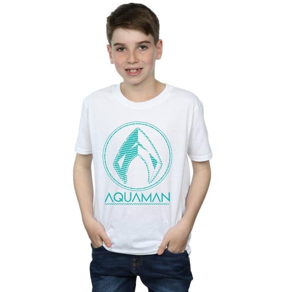 DC Comics Boys Aquaman Aqua Logo T-Shirt