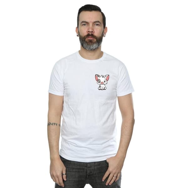 Disney Mens Moana Pua The Pig Breast Print T-Shirt