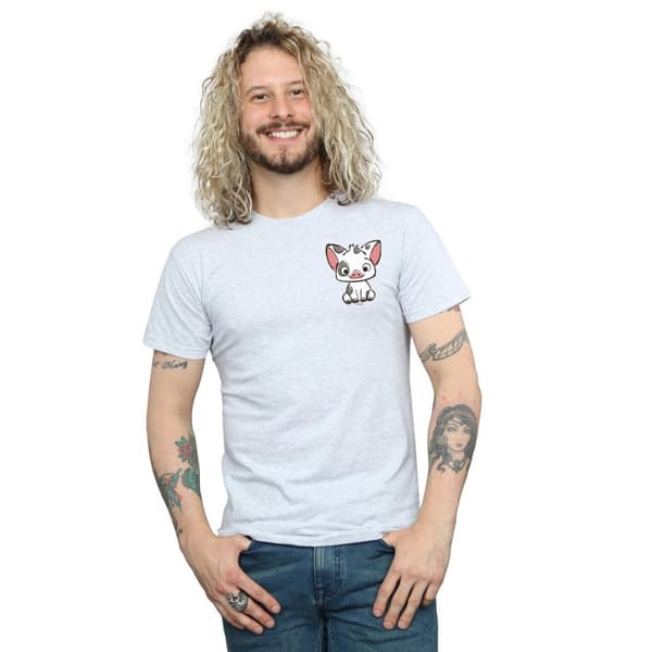Disney Mens Moana Pua The Pig Breast Print T-Shirt