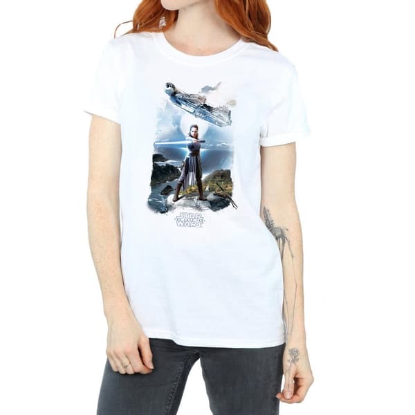 Star Wars Womens/Ladies The Last Jedi Rey Falcon Cotton Boyfriend T-Shirt