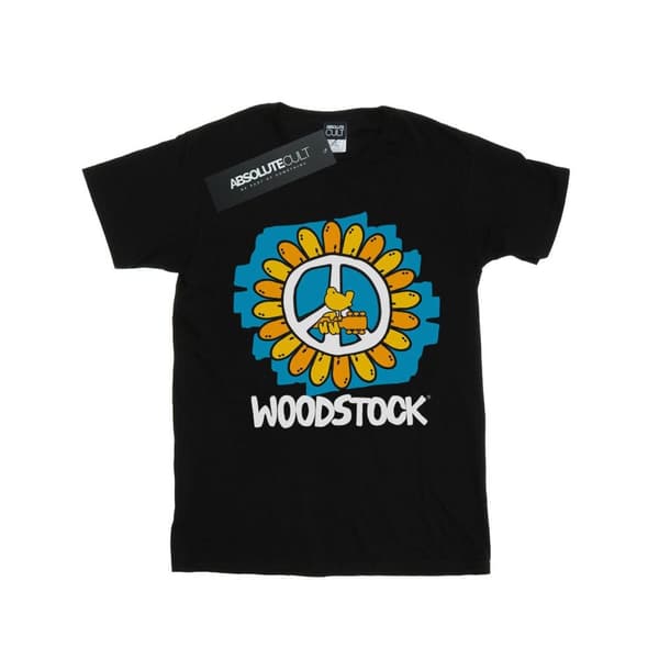 Woodstock T-shirt i bomull med blommor och fred för flickor