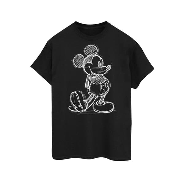 Disney Womens/Ladies Mickey Mouse Sketch Kick Cotton Boyfriend T-Shirt