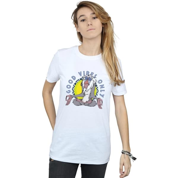Disney Womens/Ladies The Lion King Rafiki Good Vibes Only Cotton Boyfriend T-Shirt